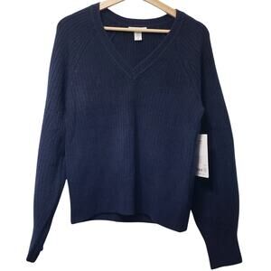 NWT ATHLETA Layover V-Neck Sweater Extra Fine Merino Wool Blend Women's Small